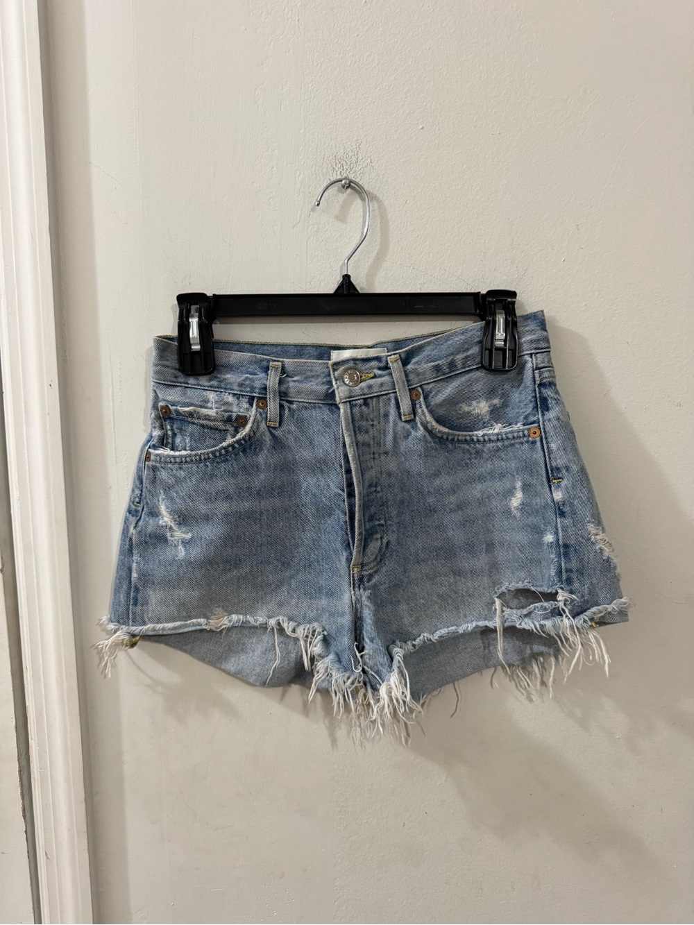 AGoldE Parker Blue Distressed Denim Shorts, Women’s, size 24